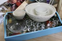 Asstd Lot of Ceramic Bowls - Mason Cash, Fortnum's + Glass Egg Cups and Squeezer on Tray - 2