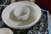 Asstd Lot of Ceramic Bowls - Mason Cash, Fortnum's + Glass Egg Cups and Squeezer on Tray - 3