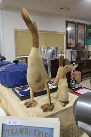 Set 3 Carved Timber Ducks