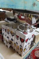 Large Asstd Lot of Czech Boxed Wine Glasses and Flutes + Large Chromed Cooler - 2