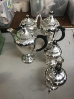 Vintage 5 Piece Silver Plated Tea Set with Bakelite Handles