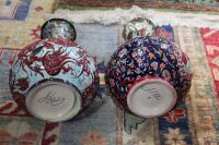 2 x Hand Decorated Turkish Ceramic Vases - Cobalt Blue - 3