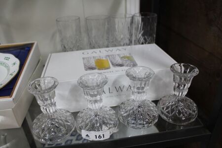 Galway Crystal - 8 X Hi-Ball Glasses + 4 x Candlesticks