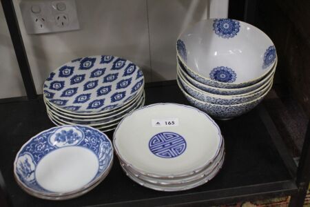 Asstd Lot of Japanese Blue & White Ceramic Bowls and Plates - All Marked to Base