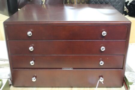 Christofle 4 Drawer Flatware Chest in Cherry Wood - Unused