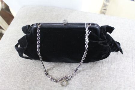 Black Velvet Salvatore Ferragamo Evening Bag Chain Handle