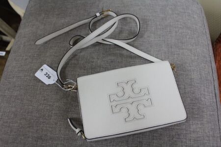 Tory Burch Cream Leather Clutch with Shoulder Strap