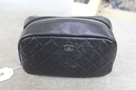 Channel Black Quilted Leather Vanity Pouch