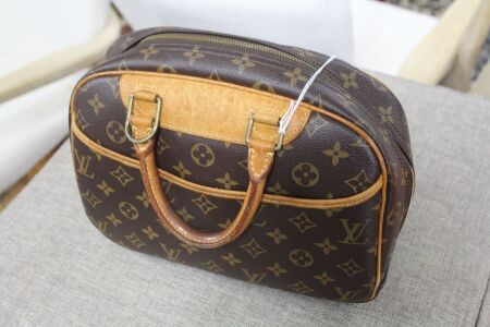 Louis Vuitton Monogram Trouville Bag Tan Leather Trim