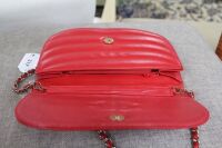 Vintage Chanel Red Leather Shoulder Bag with Gold Chain Cross Body and Leather Strap - Slight Wear - 2