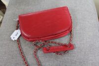 Vintage Chanel Red Leather Shoulder Bag with Gold Chain Cross Body and Leather Strap - Slight Wear - 3