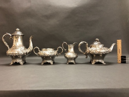 Antique Victorian Sterling Silver 4 Piece Tea & Coffee Set