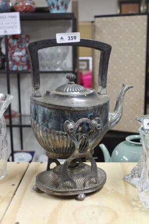 Antique Silver Plated Spirit Kettle with Lignum Vitae Handle