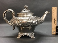 Antique Victorian Sterling Silver 4 Piece Tea & Coffee Set - 2