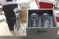 Boxed Waterford Tonn Decanter + Boxed Pair of Millenium Toasting Goblets