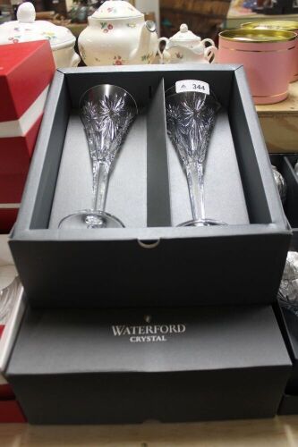 2 x Boxed Pairs of Waterford Crystal Millenium Toasting Flutes