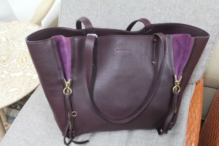 Chloe Milo Eggplant Leather and Suede Shopping Tote