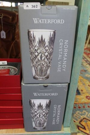 2 x Boxed Waterford Crystal 10' Normandy Vases