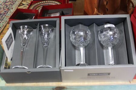 Pair of Each of Waterford Crystal Millenium Toasting Flutes and Goblets