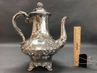 Antique Victorian Sterling Silver 4 Piece Tea & Coffee Set - 8