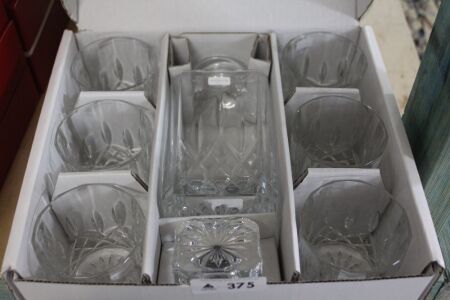 Boxed Set of Royal Doulton Crystal Decanter and 6 Tumblers