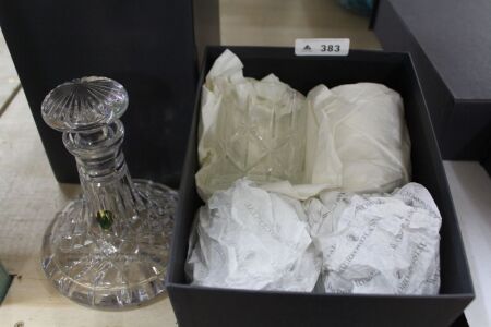 Boxed Waterford Crystal Dunbrody Ships Decanter + 4 Boxed Waterford Marquis Tumblers