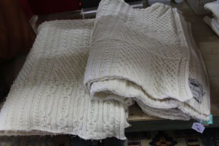 2 x Blarney 100% Merino Wool Aran Blanket Throws