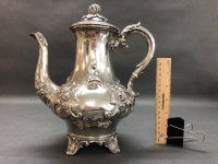 Antique Victorian Sterling Silver 4 Piece Tea & Coffee Set - 10