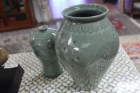 2 x Celadon Glazed Vases - 2