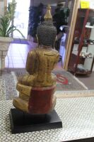 Carved Gilt Timber Buddha on Stand - 2