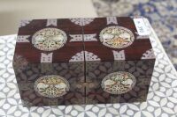 Chinese Rosewood Jewellery Box with Mother of Pearl Fish Inlay - 3