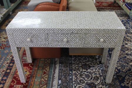 Indian Bone Inlaid 3 Drawer Sofa Table