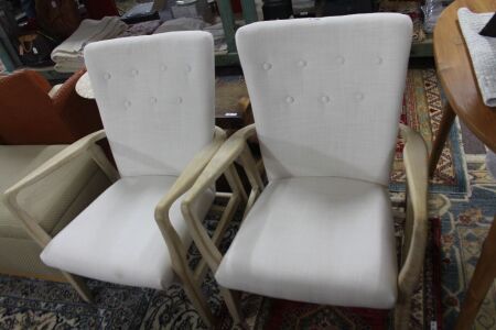 Pair of Contemporary Button Back Upholstered Elbow Chairs