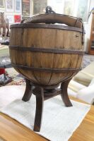 Antique Manchurian Timber Well Bucket with Iron Fittings on Later Stand