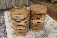 Pair of Carved Timber Jenga Stools