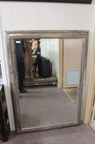 Large Heavy Silver Framed Bevelled Wall Mirror