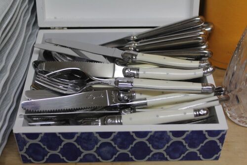 30 Pieces of Jan Duboit Laguiole Cutlery + 6 x Guy De Grenne Knives