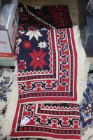 3 x Black, Red and Cream Cotton Floor Rugs