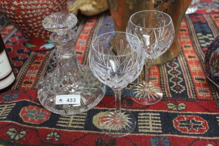 Waterford Crystal Dunbrody Ships Decanter + 2 x WC Wine Glasses