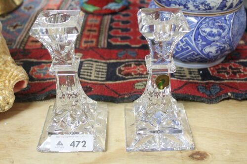 Pair of Lismore Waterford Crystal Candlesticks