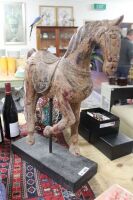 Large Carved Timber Asian Style Horse on Stand - 2