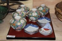 12 Pieces of Japanese Ceramics - All Marked to Base on Lacquer Tray