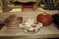 3 x Large Pottery Lidded Cooking Pots