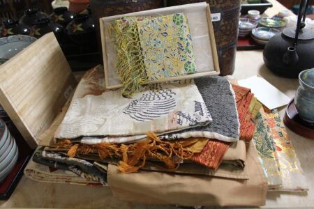 Asstd Lot of Japanese Silk Table Runners inc. 1 Boxed