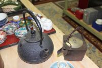 2 x Japanese Iron Tea Pots - 1 Square - 1 Round - 2