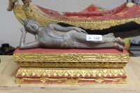 Recumbant Solid Bronze Buddha on Painted Timber Stand