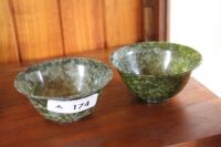 Pair of Carved Cabbage Jade Bowls