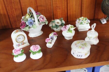 Asstd Lot of Aynsley, Coalport, Doulton, Royal Staffs Floral Miniatures