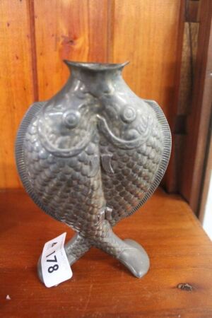 Vintage Christofle Silver Plated Twin Fishes Vase