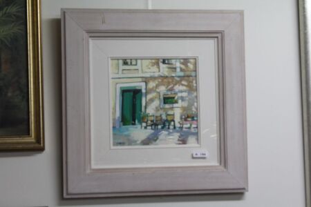 Original Framed and Signed Oil Painting - Green Door